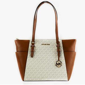 Michael Kors Charlotte Signature Large Top Zip Tote - Vanilla